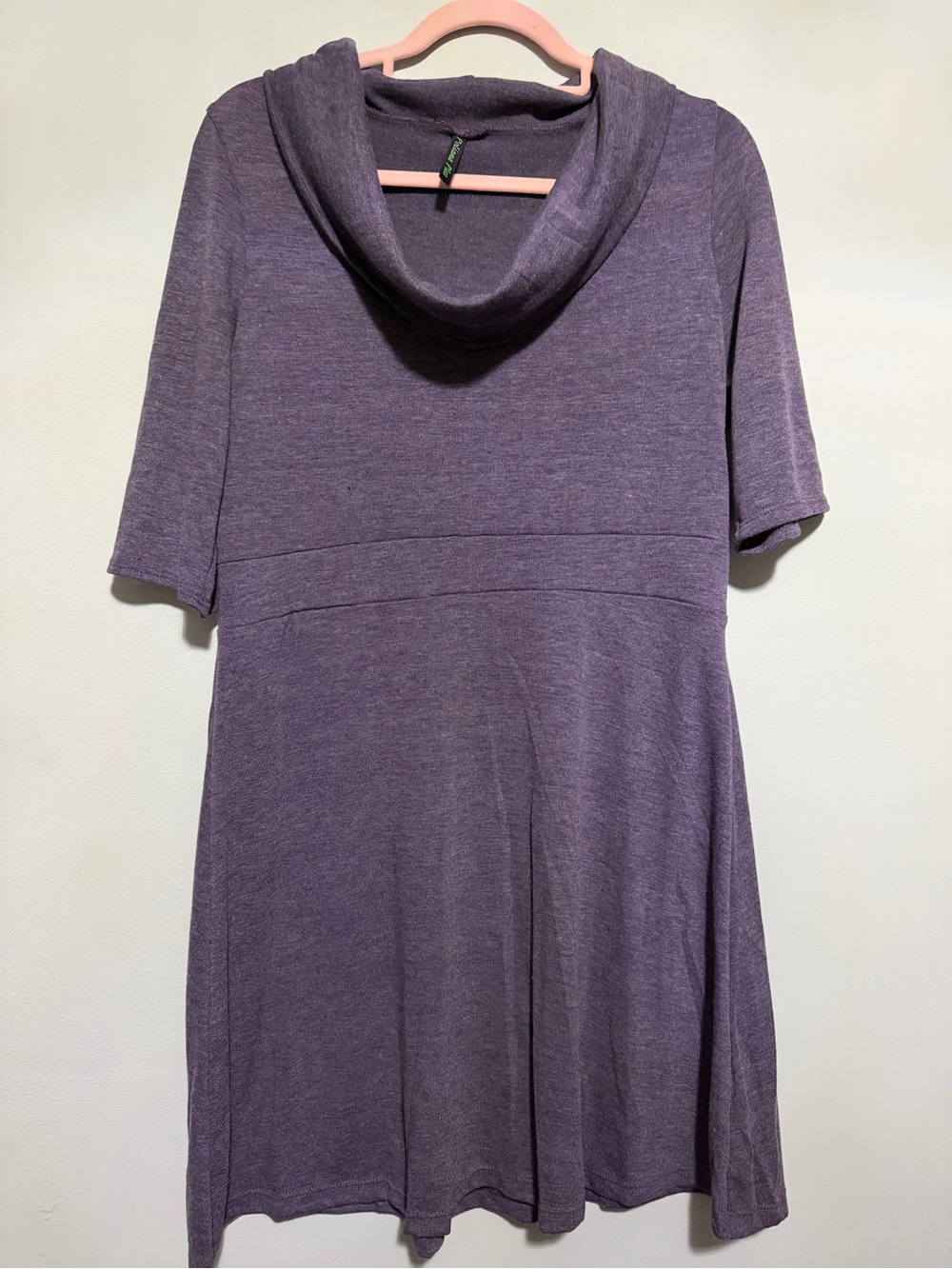 Cowl Neck Purple Knit Sweater Dress